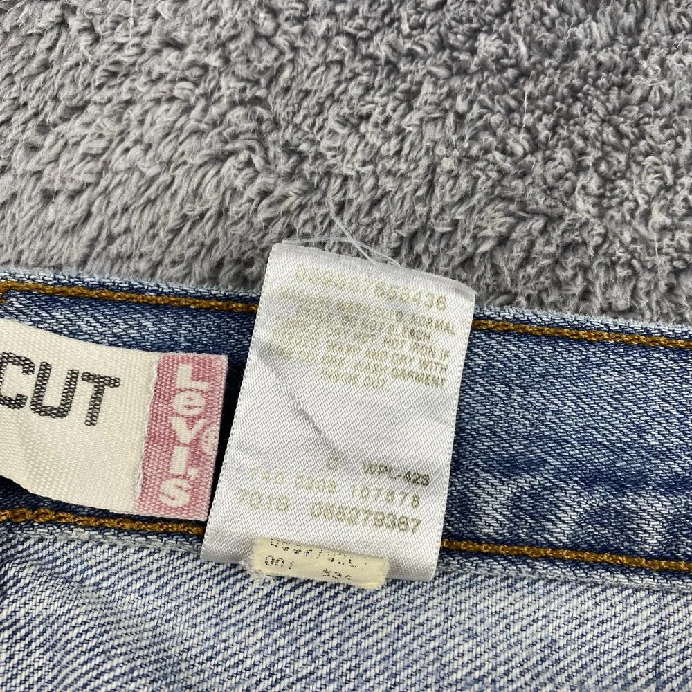 Levis 527 Low Boot Cut Jeans Mens 34x30 Blue Medium Wash Mid Rise Distressed Rip
